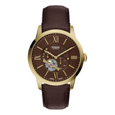 Reloj Fossil Automático Townsman Cuero 44mm Hombre Café