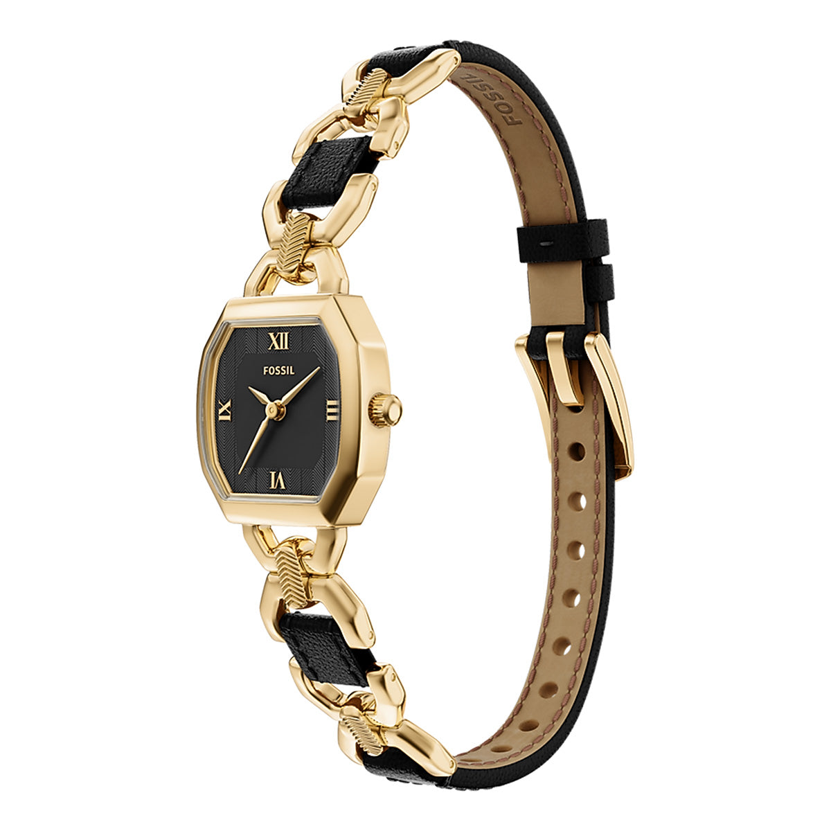 Reloj Fossil Harlow Acero Inoxidable / Cuero 22mm Mujer Negro / Dorado
