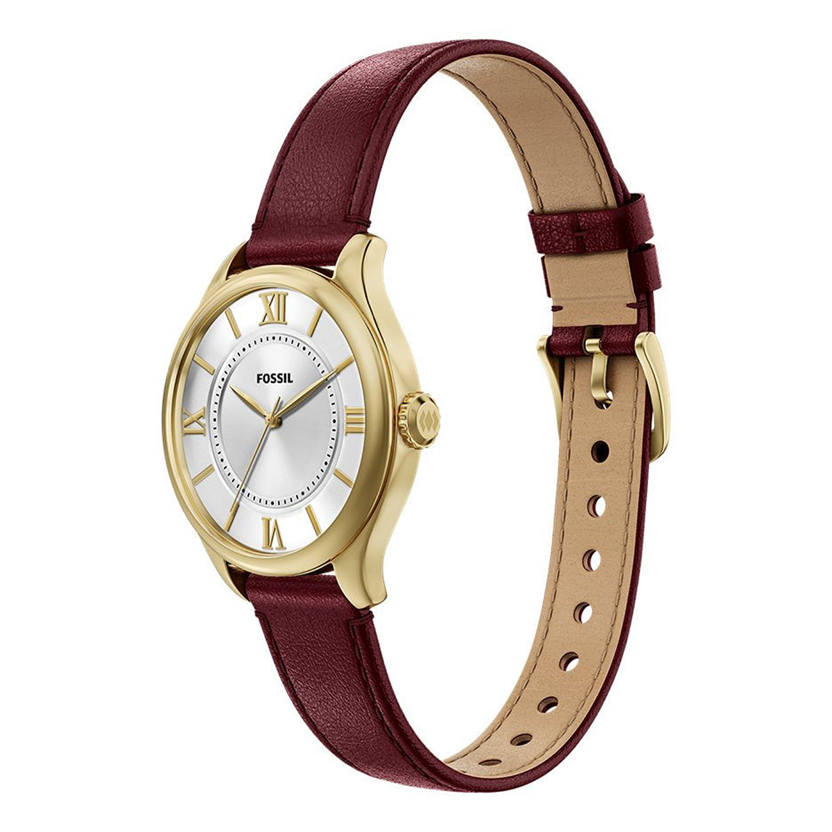 Reloj Fossil Gilmore Cuero 28mm Mujer Vinotinto