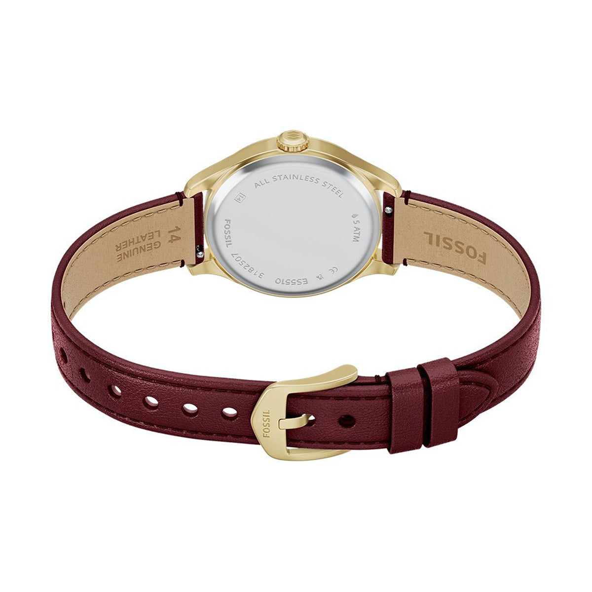 Reloj Fossil Gilmore Cuero 28mm Mujer Vinotinto