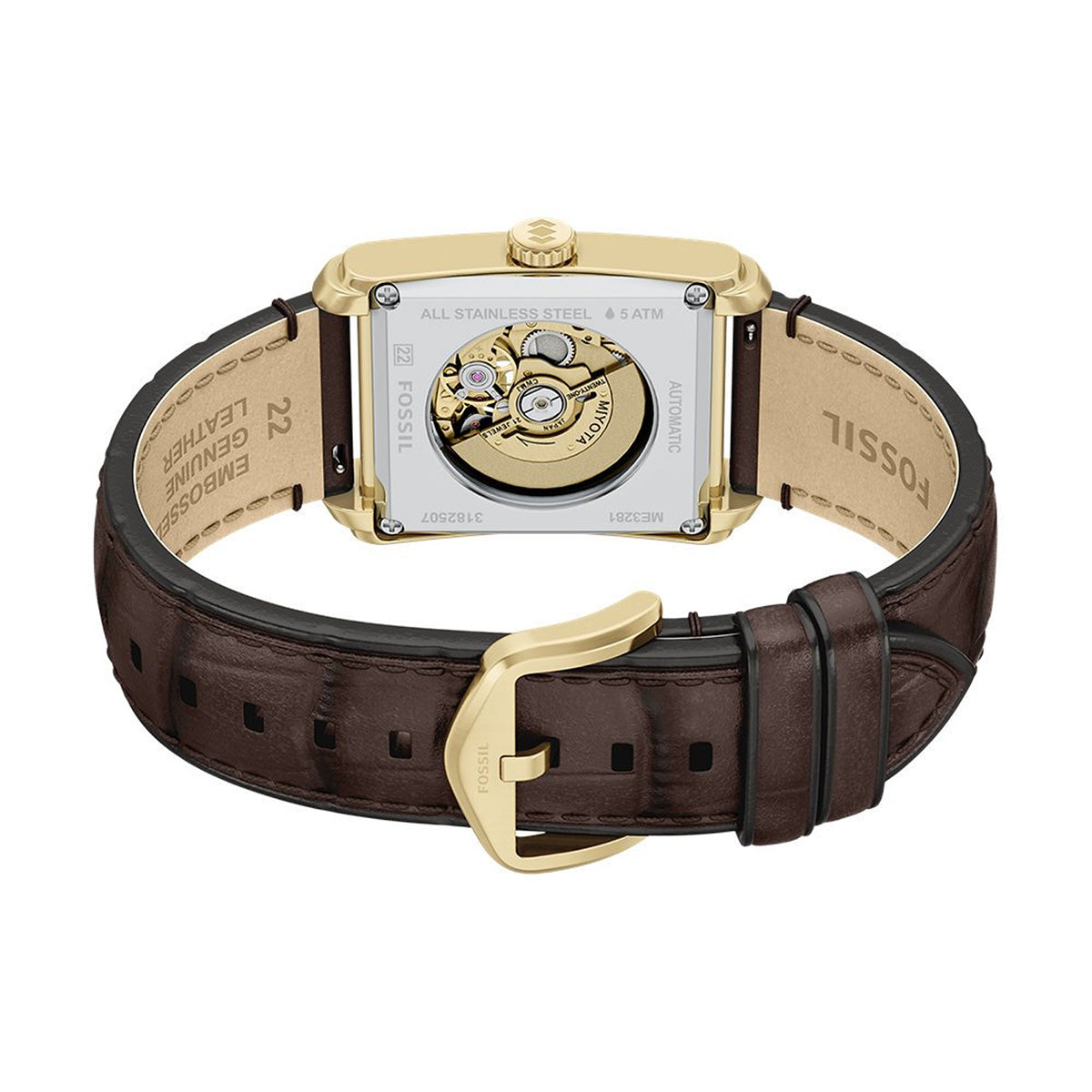 Reloj Fossil Automático Carraway Cuero 42mm Hombre Café