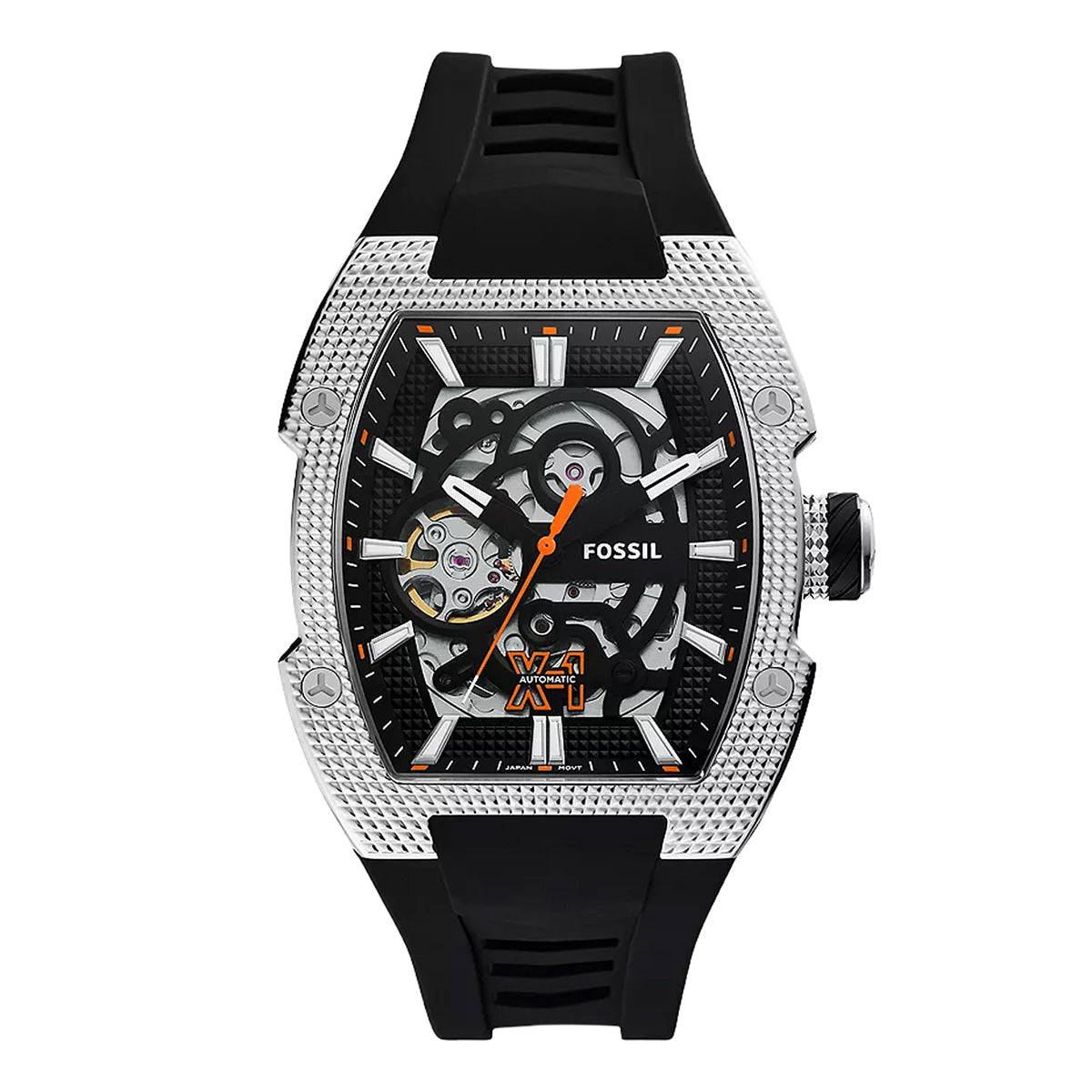Reloj Fossil Automático Machine Silicona 44mm Hombre Negro / Gris