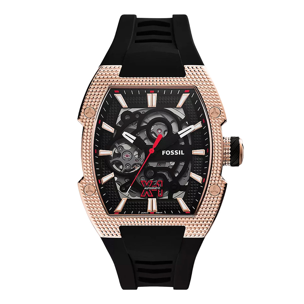 Reloj Fossil Automático Machine Silicona 44mm Hombre Negro / Gris