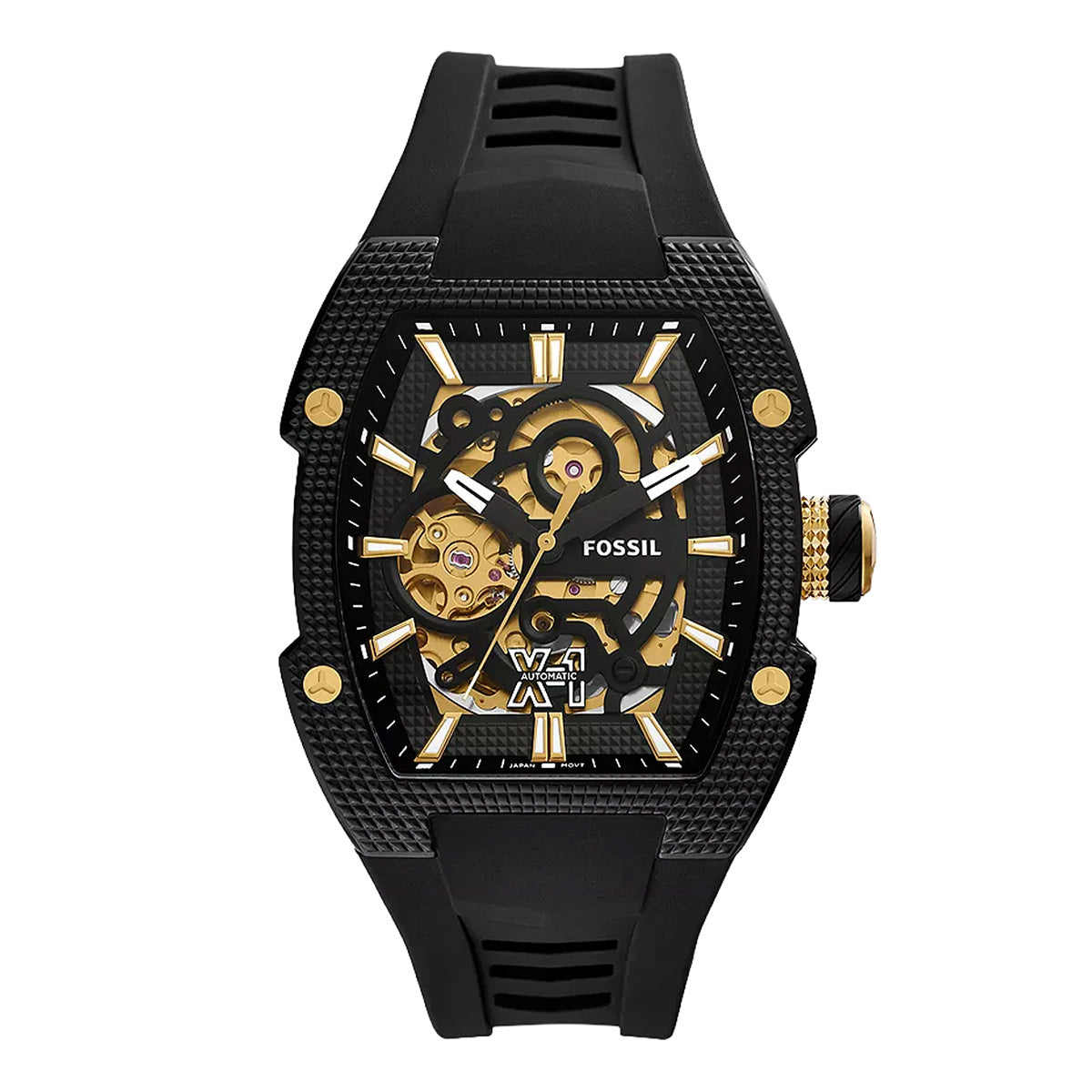 Reloj Fossil Automático Machine Silicona 44mm Hombre Negro / Gris