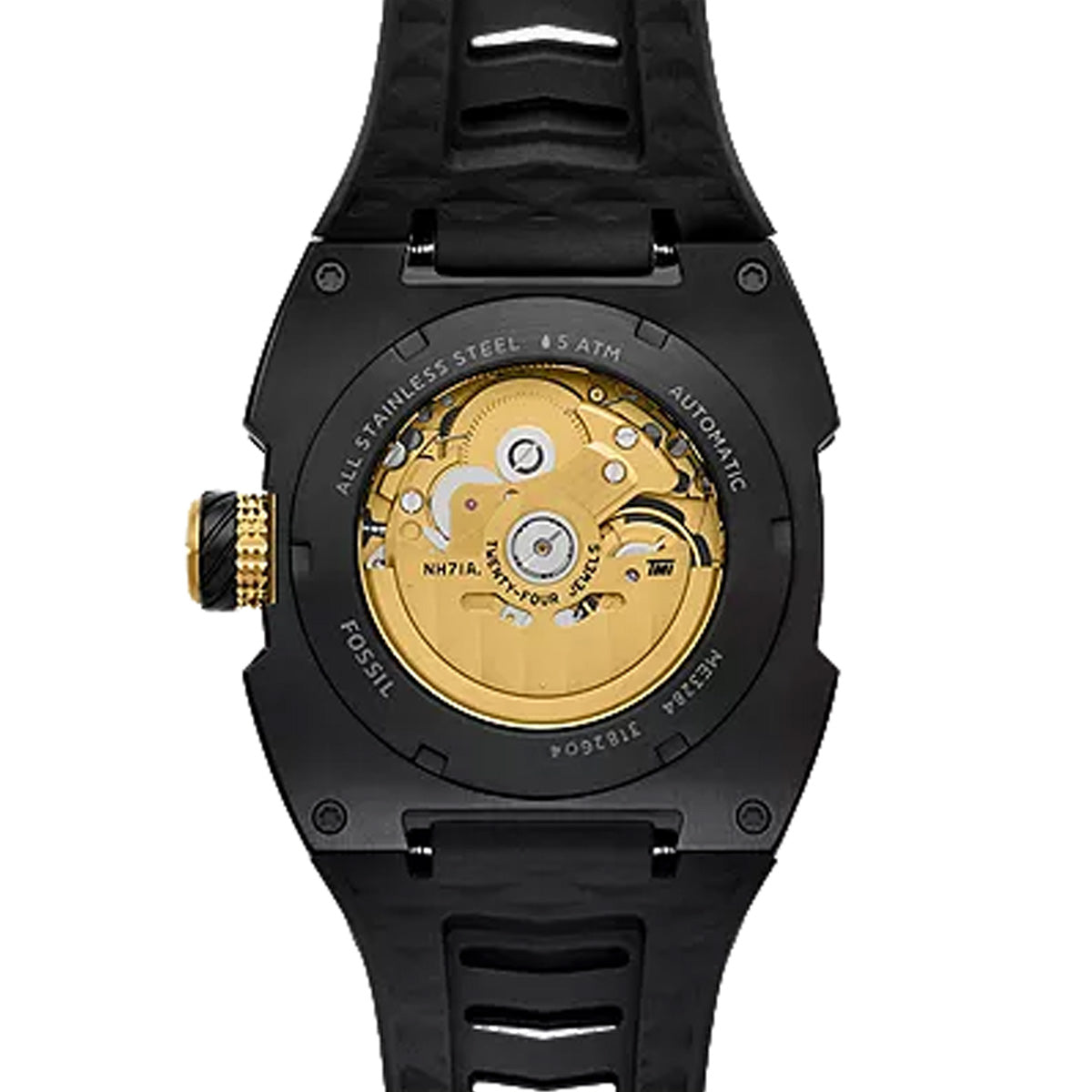 Reloj Fossil Automático Machine Silicona 44mm Hombre Negro / Gris
