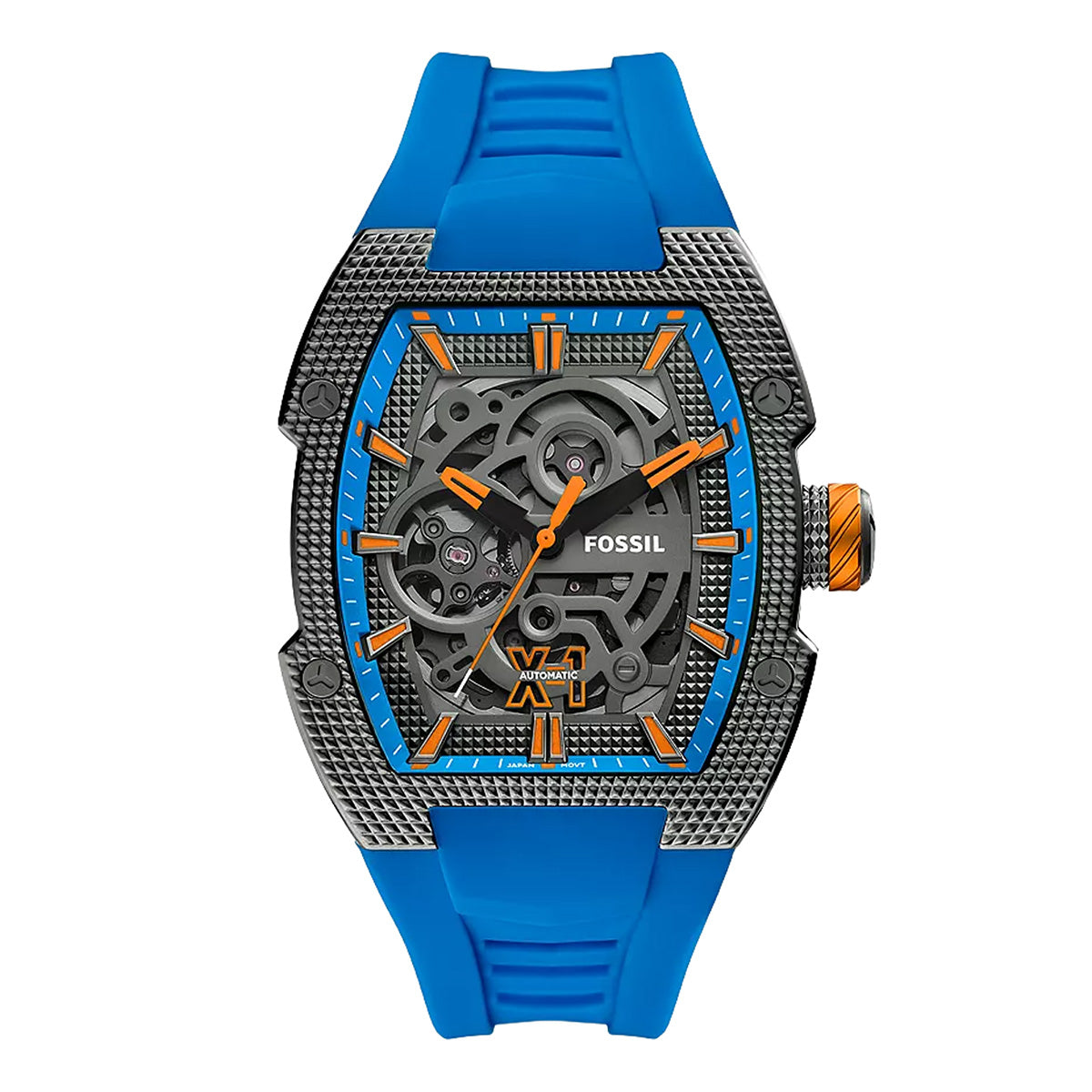 Reloj Fossil Automático Machine Silicona 44mm Hombre Negro / Gris