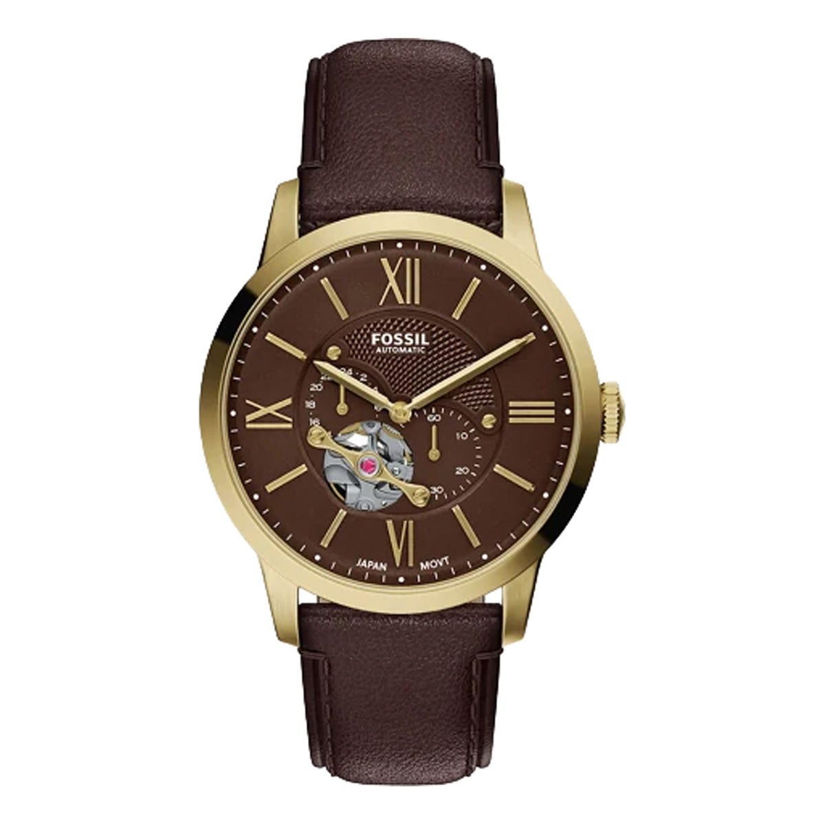 Reloj Fossil Automático Townsman Cuero 44mm Hombre Café