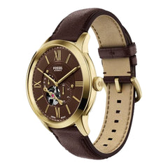 Reloj Fossil Automático Townsman Cuero 44mm Hombre Café