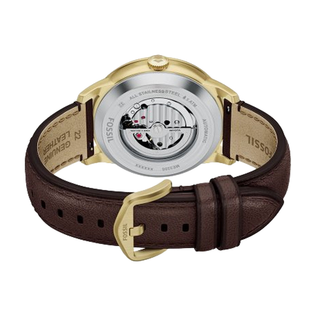 Reloj Fossil Automático Townsman Cuero 44mm Hombre Café