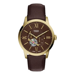 Reloj Fossil Automático Townsman Cuero 44mm Hombre Café